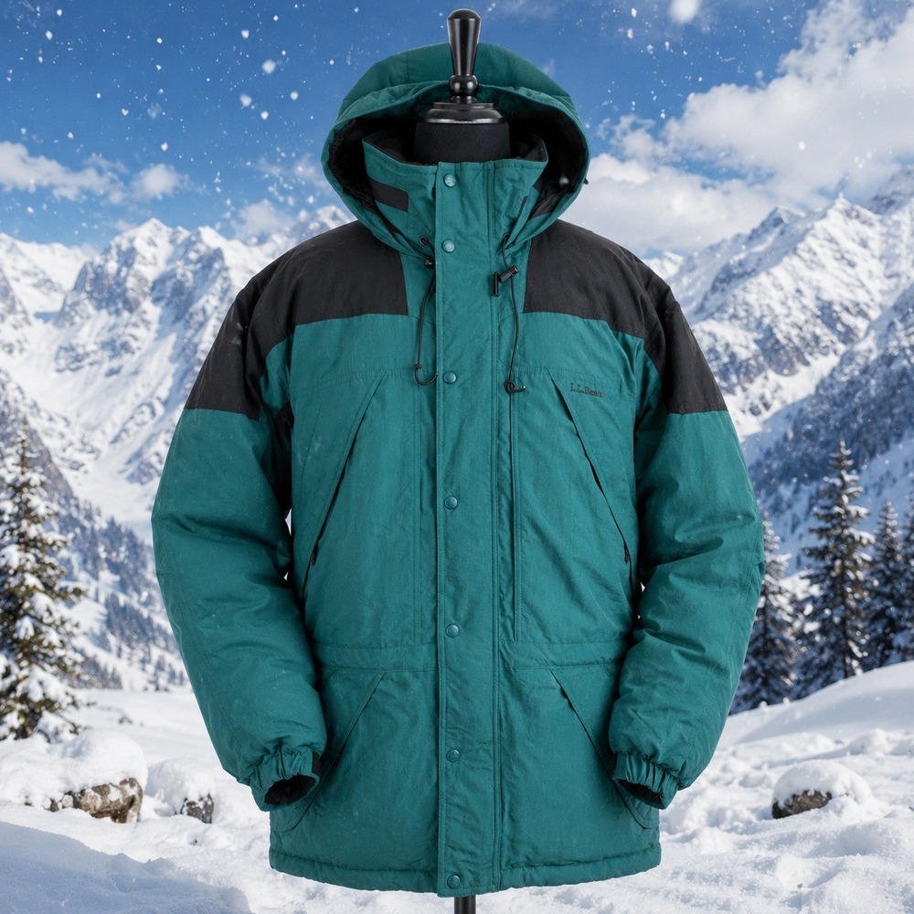 Vintage LL Bean Snow Jacket Men's Medium Tall Green Thinsulate Waterproof 90s